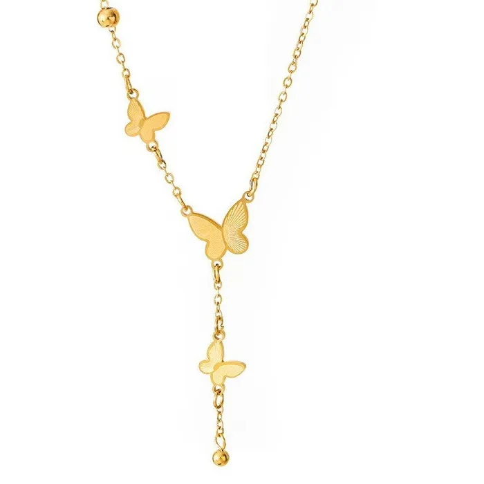 Authentic Gold Plated 3 Butterfly Pendant 18 Inch Necklace
