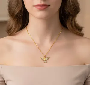 Authentic 18K Gold Plated Phoenix Pendant Necklace for Women Vintage Retro Chain
