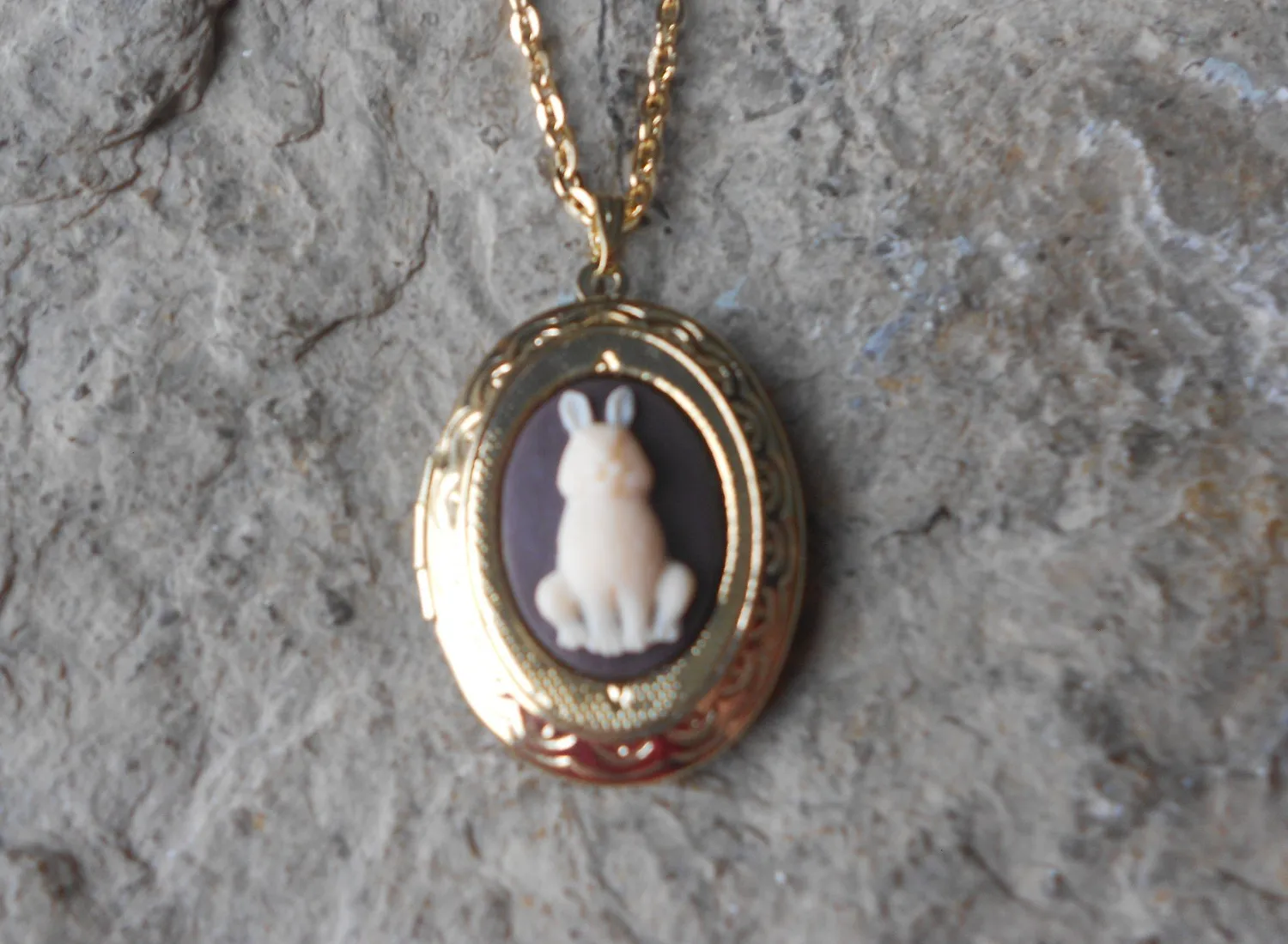 Authentic The Whispering Hare Golden Locket of Spring Rebirth