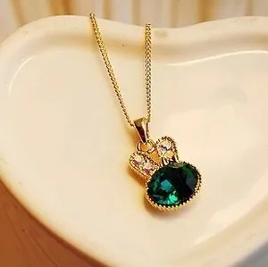 Authentic Lunar Hare Trinity Set - Gold-Plated Crystal Amulet & Earring Ensemble