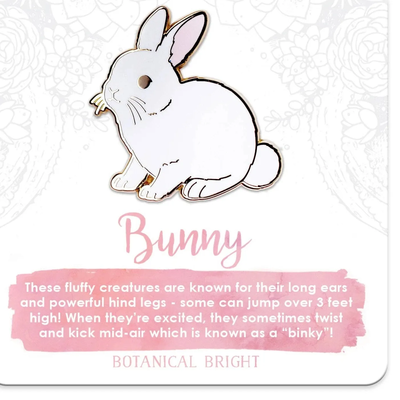 Authentic Bunny Rabbit Enamel Pin - Gold Plated Nature Jewelry - Animal Brooch