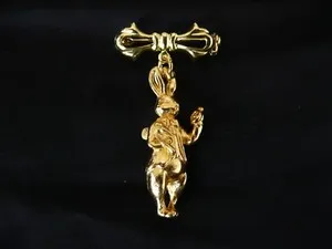 Authentic gold plated bow brooch alice in wonderland rabbit charm