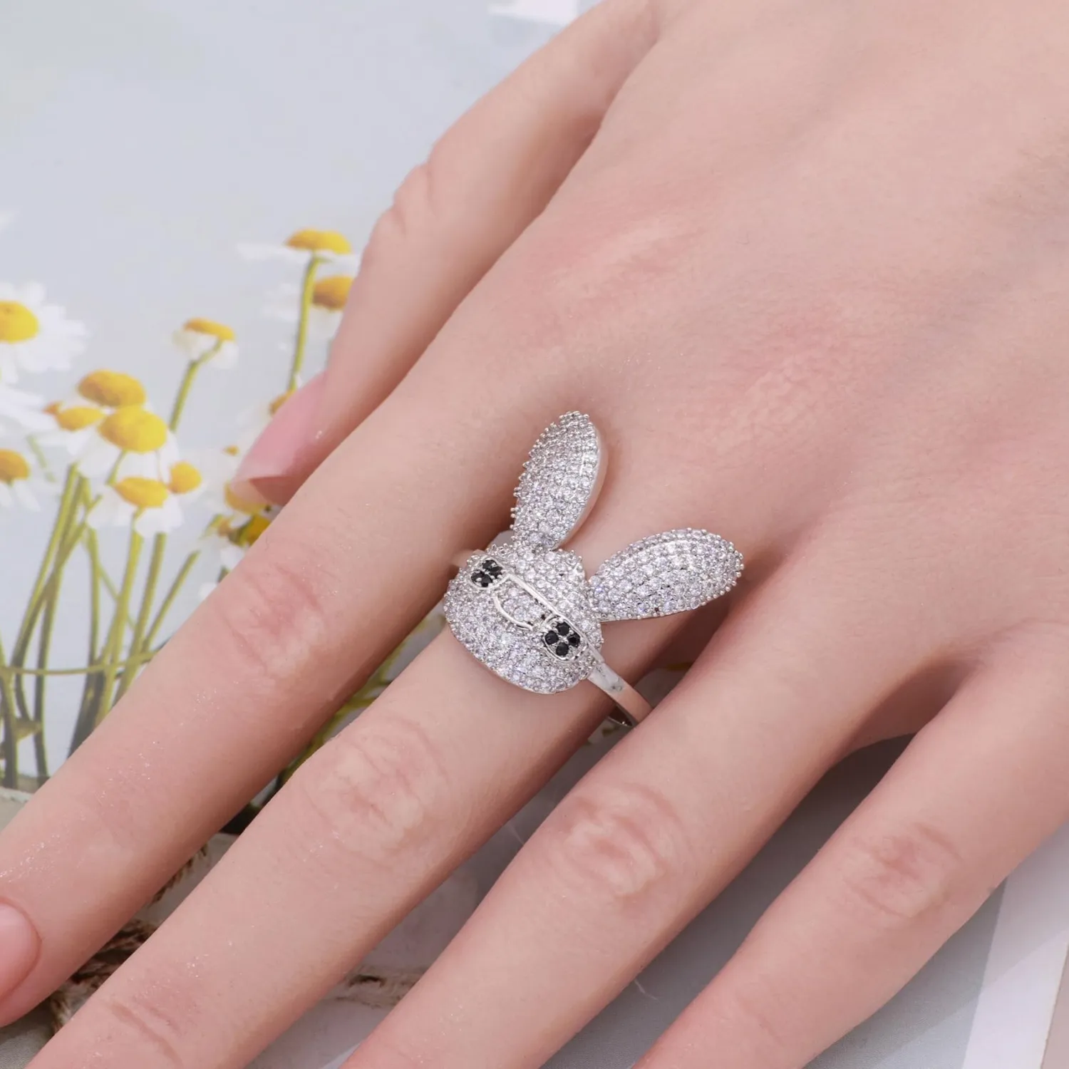Authentic Mystic Moon Rabbit Promise Ring - Enchanted Gold Plated Amulet for Love and Protection