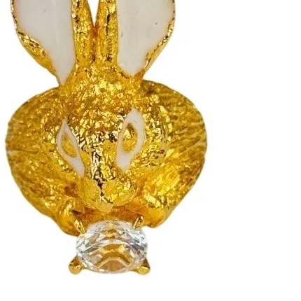 Authentic Celestial Rabbit Talisman 70S Lunar Fertility Ring In Sacred 24K Gold