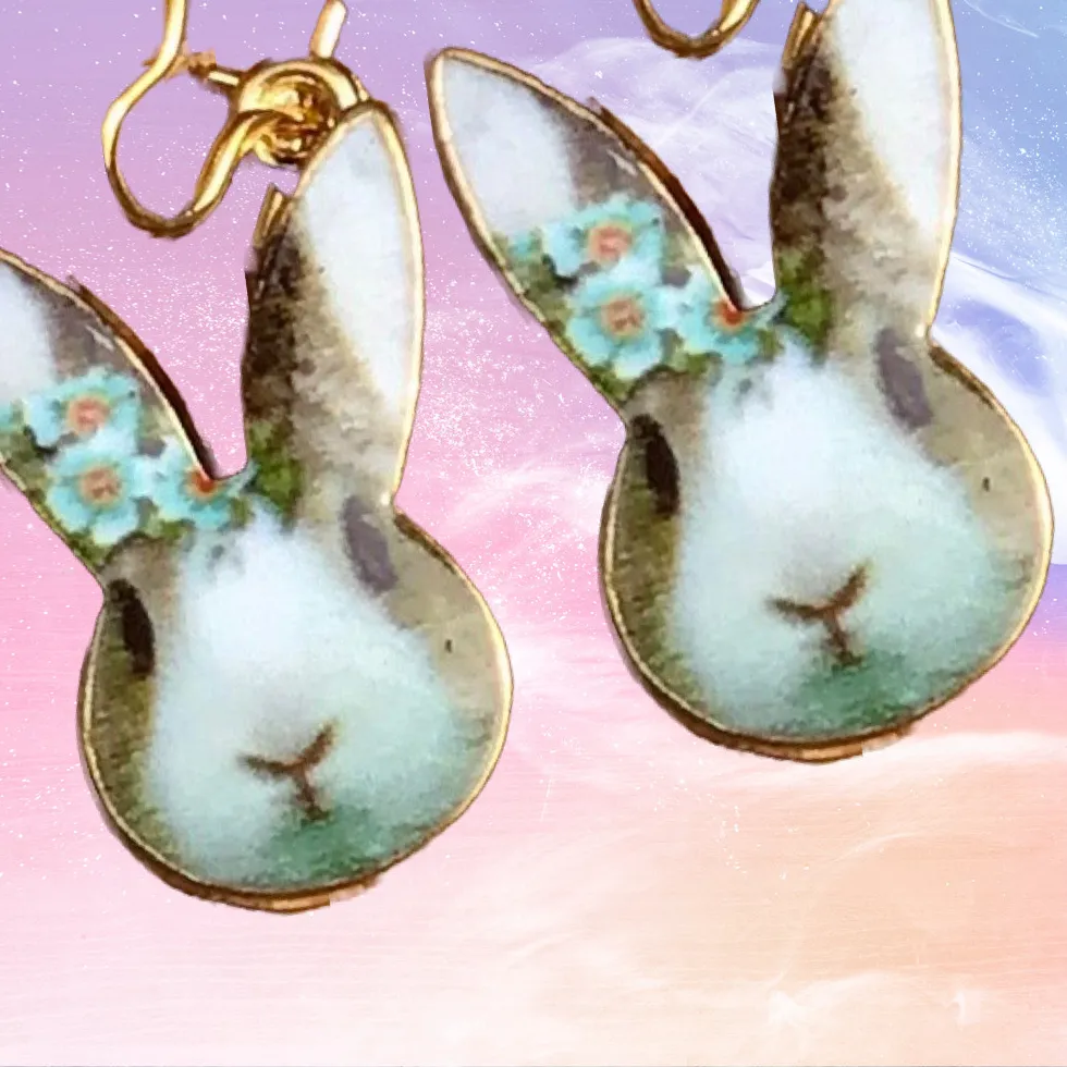 Authentic Lunar Hare Totem Earrings - Gold-Plated Amulets of Intuition and Abundance
