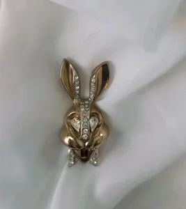 Authentic 1950s Karu Fifth Avenue Rabbit Pin Gold Plated Crystals