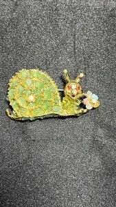 Authentic Vintage Swoboda Gold- Plated Rabbit Brooch w Carnelian Flower & Center Pearl
