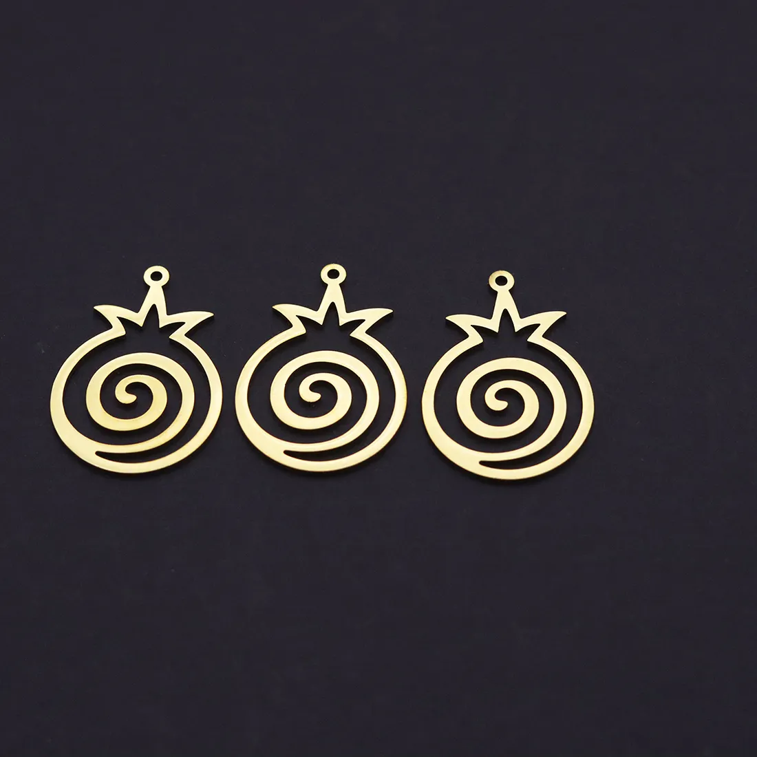 Authentic 3Pcs Pomegranate Spiral Charms Hollow Swirl Fruit Pendant For Diy Jewelry Making Earrings Necklace