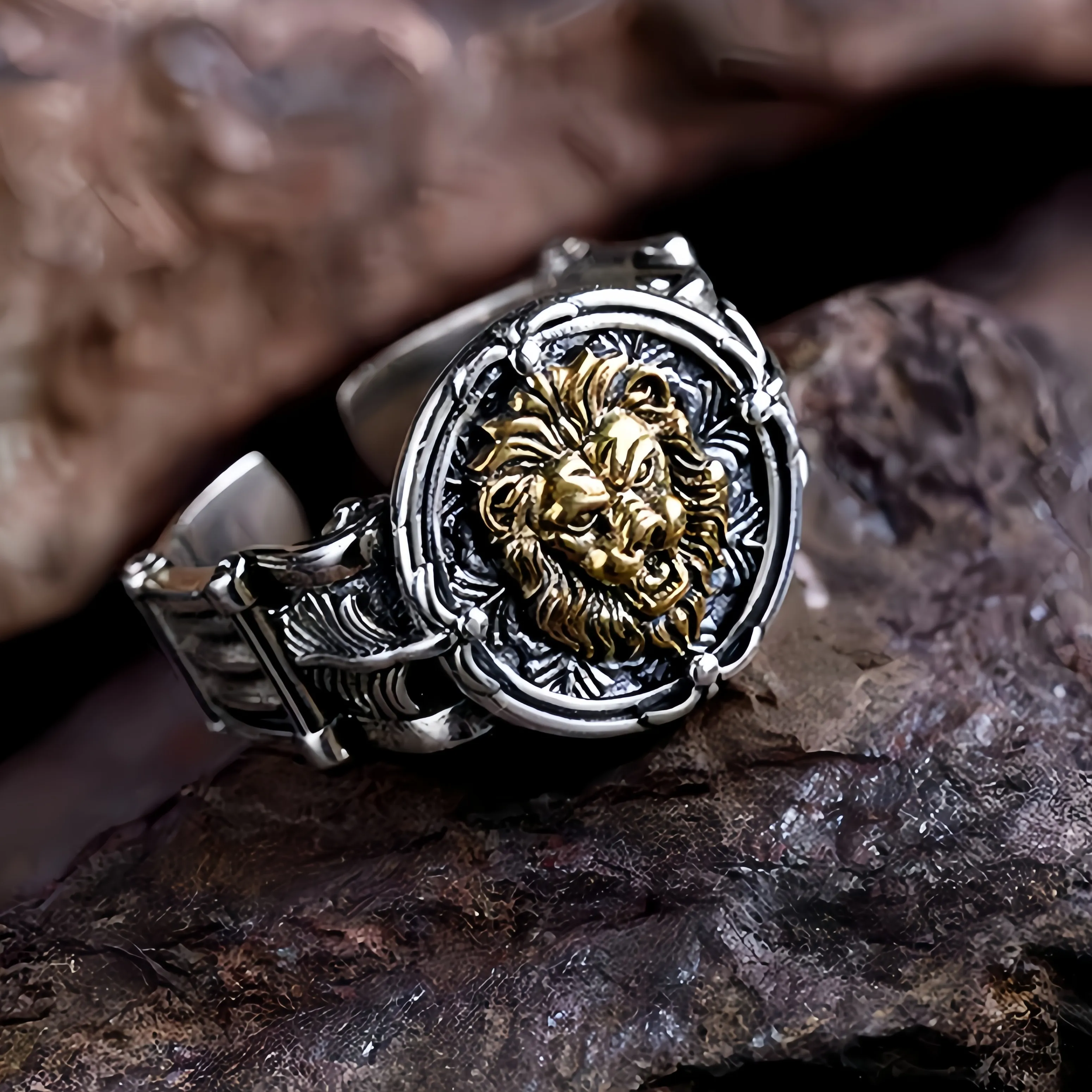 Authentic Lion's Crown of Radiant Gold: Adjustable Open Ring of Strength & Protection