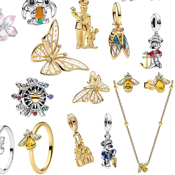 Authentic New 925 Silver Gold Butterfly Ferris Wheel Charm Pendant Women's Gift High Quality Jewelry Wedding Party