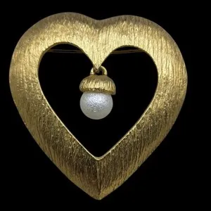 Authentic The Golden Hearth of Saint John Open Heart and Acorn Brooch