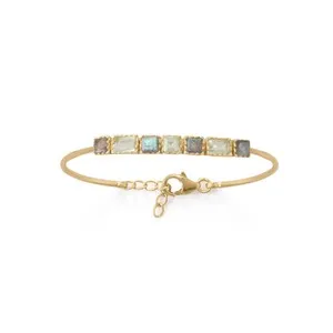 Authentic Labradorite Guardian: A Shimmering 14K Gold Plated Braclet for Empowerment and Protection