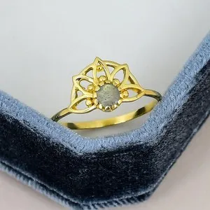 Authentic The Veiled Aurora Labradorite Ring in 18K Gold Plate