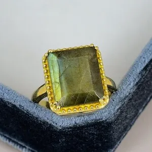 Authentic Amulet of the Aurora: Gilded Heartstone Ring