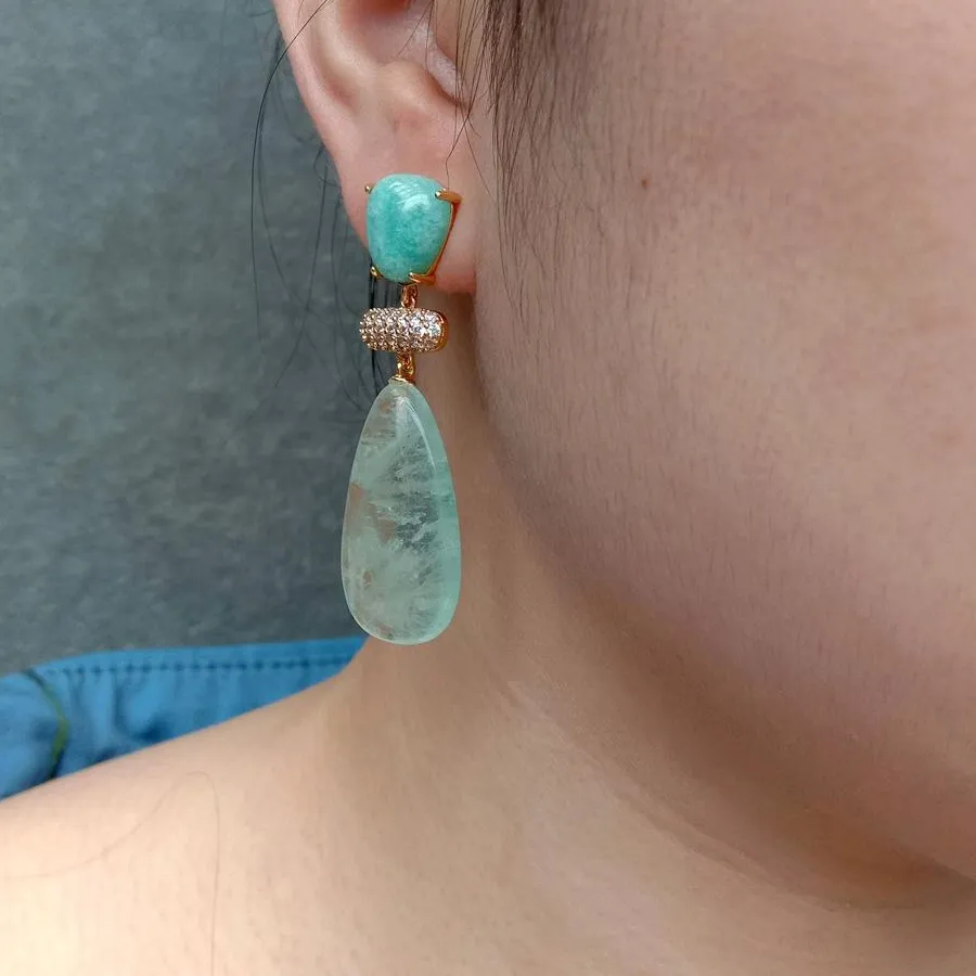Authentic Guardian of Harmony: Green Amethyst and Amazonite Earrings