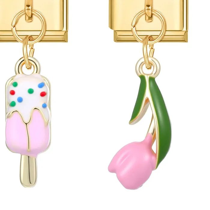 1PC Rabbit Heart Jellyfish Ice Cream Gold Color Pendant Italian Charm Link Fit 9mm Bracelet DIY Making
