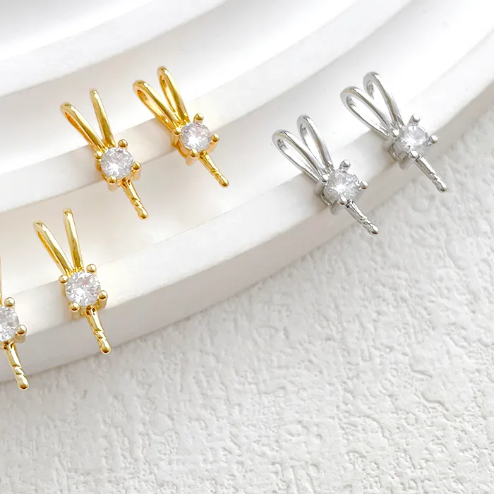 Authentic The Golden Hare of Sacred Intuition: Zircon and Pearl Charms