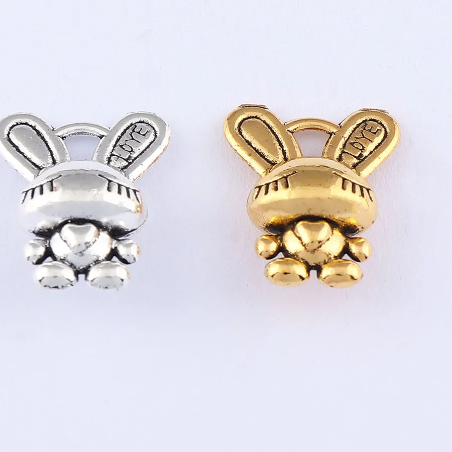30 x Antique Silver/Gold Color Cute Rabbit Connector Beads Charms for DIY Necklace Bracelet Jewelry Making Findings