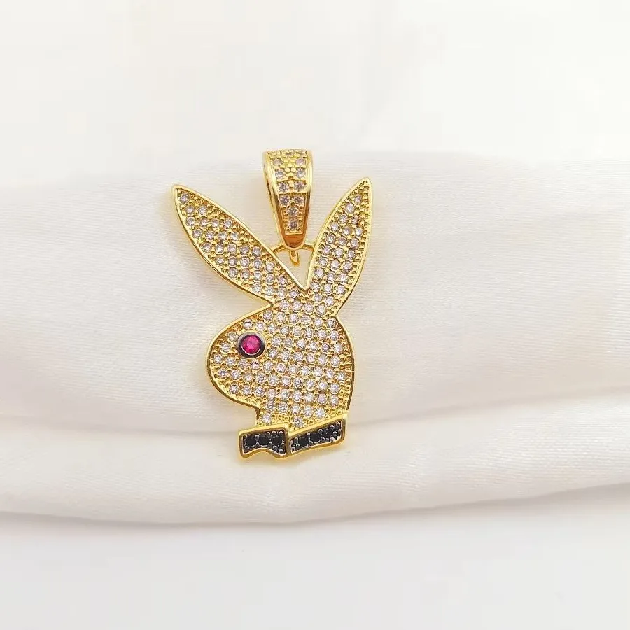 Authentic Gold Color Bad Bunny Charms for Necklace Bracelets Earrings Clavicle Chain Naughty Rabbit Pendant DIY Jewelry Making Accessories