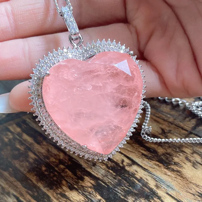 Authentic Whispers Of The Heart A Rose Tourmaline And Moissanite Talisman Necklace