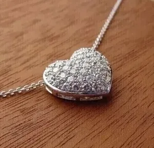 Authentic Celestial Heart: 1‑Ct Moissanite Pendant in 14K White Gold