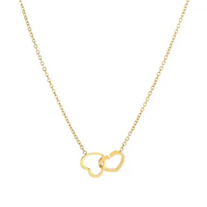 Authentic Inseparable Bond: Interlocking Gold Heart Pendant