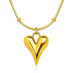 Authentic Enchanted Gold‑Plated Heart Pendant with Serpentine Chain & Whispering Pearl