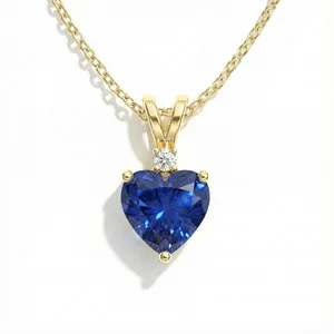 Authentic Celestial Heart of the Azure Veil: Gold-Plated Sapphire Pendant