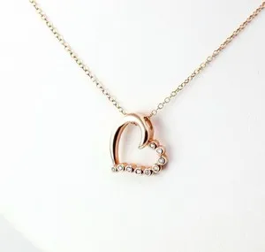Authentic 1.00Ct Round Lab Created Moissanie Women's Heart Pendant 14K Rose Gold Plated