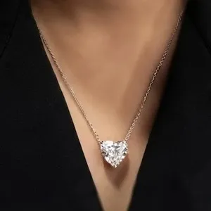 Authentic Heart of the Celestial Flame: 4‑Carat Moissanite Pendant, 14K White Gold
