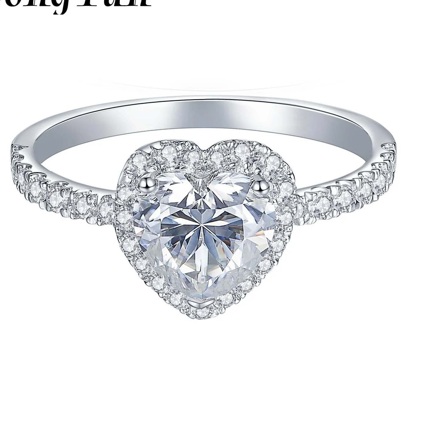 Authentic Heart‑of‑Light Moissanite Love Ring – 18K Gold‑Plated Silver