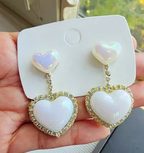 Authentic Ethereal Heart of Radiance: 14k Gold-Plated Drop Earrings