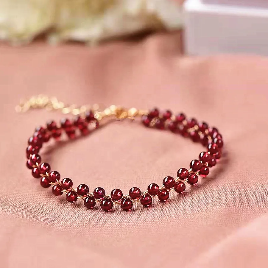 Natural Red Garnet Bead Bracelet For Women Natural Stone Handmade Charm Bracelets Yoga Meditation Jewelry Friendship Gifts