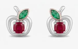 Authentic Sacred Guardians of the Heart: Ruby and Emerald Apple Studs
