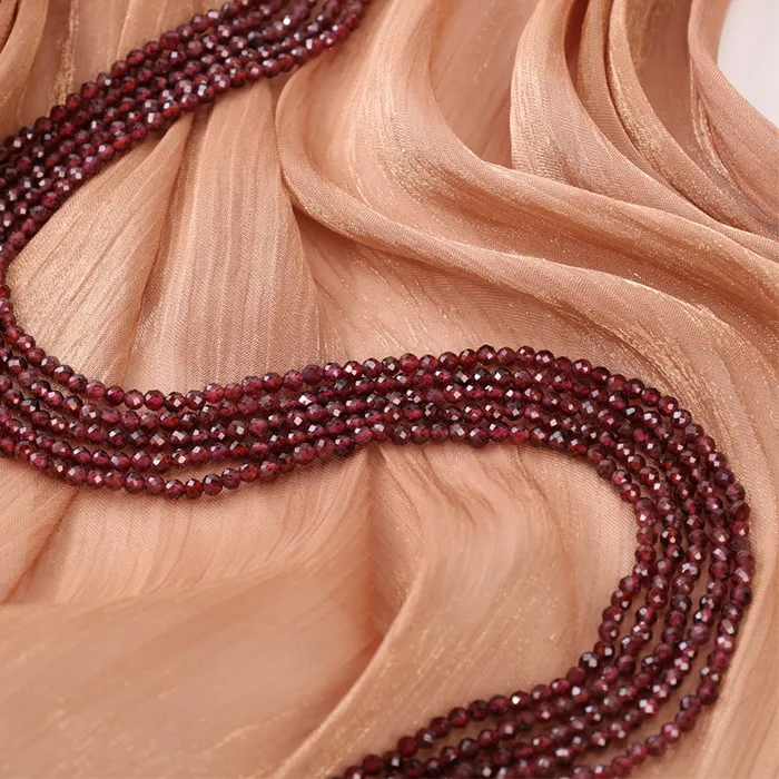 Faceted garnet Natural stone Handmade Small beads DIY Woman Accessories anklet charm Bracelets For Making 15 '' Strand 2/3MM
