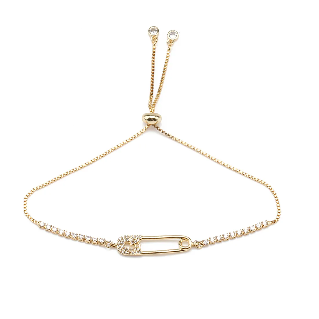 Authentic The Crimson Thread of Protection Gold-Plated Safety Pin Charm Bracelet