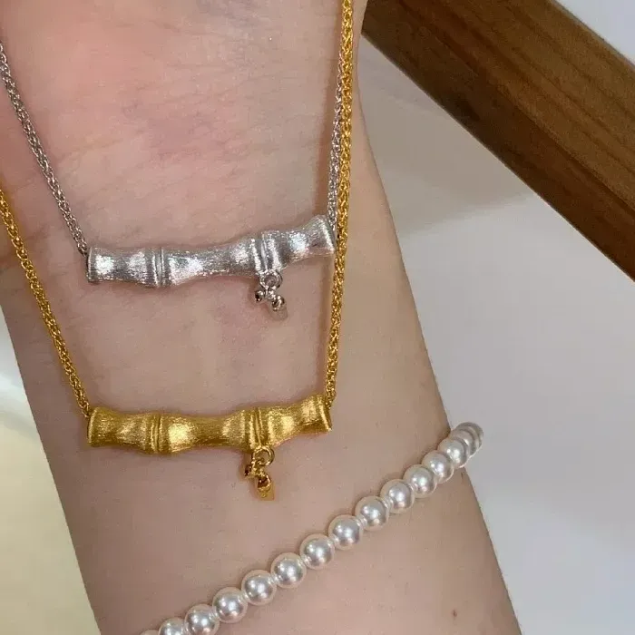 Authentic Glossy In Brushed Bamboo Necklaces Antique Gold Crafts Leaf Tassel Silver 925 Collar Chain Jewelry