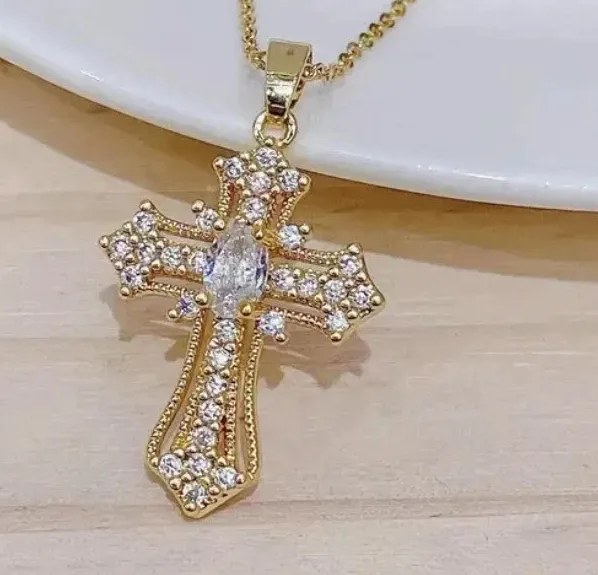 Authentic The Celestial Radiance Cross: A Golden Conduit of Faith