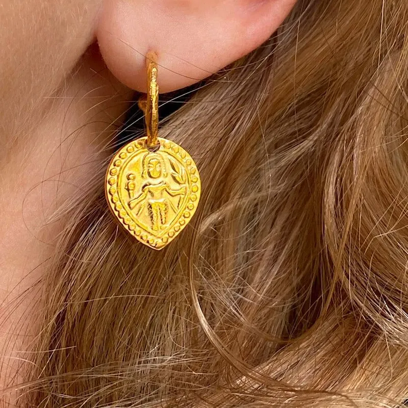 Authentic Radiant Vows of the Golden Aphrodite Hammered Loop Earrings