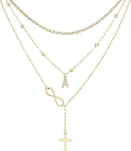 Authentic Celestial Monogram Talisman Trio: 14K Gold-Plated Sacred Initial Stack