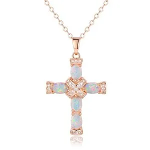Authentic Celestial Opal Cross: A Radiance of Ethereal Protection