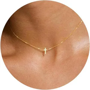 Authentic Sacred Emblem of Faith: Dainty Gold Plated Cross Necklace