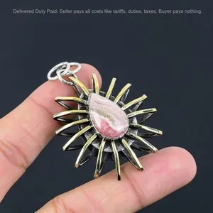 Authentic The Heart’s Resonance: Rhodochrosite and Golden Radiance Pendant