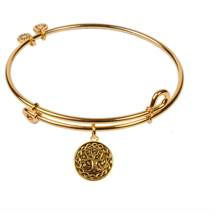 Authentic Illuminated Harmony: Tree of Life Bangle, 18K Gold Plated