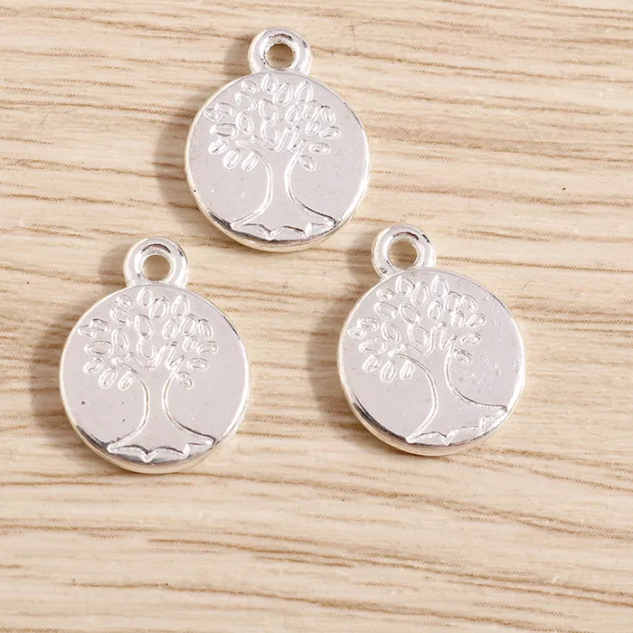 Authentic Tusember 20Pcs 12*15mm Alloy Pendants Gold Silver Color Life Tree Charms For Necklaces Earring Making DIY Handmade Jewelry