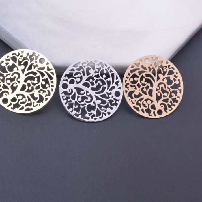 Authentic 12pcs 20mm DIY Jewelry  Kc Gold Color Charms Rhodium plated Tree of life Connector Brass Jewelry Accessories