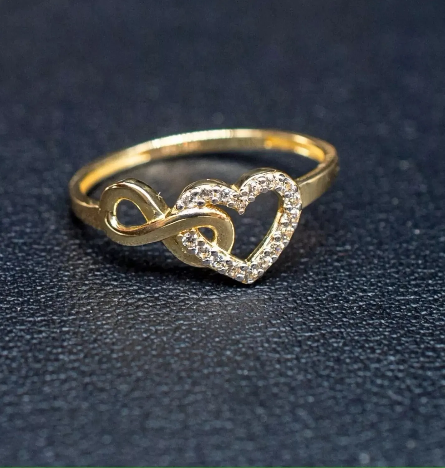 Authentic The Eternal Heart of Light: 14k Gold-Plated Moissanite Infinity Ring