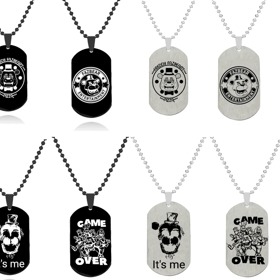 Authentic Anime Game Figures Freddy Stainless Steel Necklace Foxy Bonnie Animal Doll Figure Dog Tag Pendant Necklace