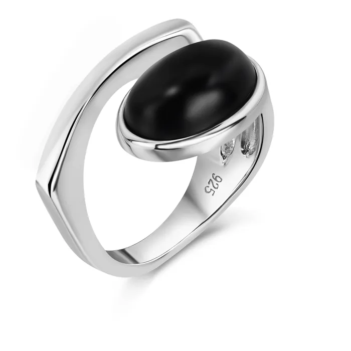 Authentic Laya 925 Sterling Silver Black Agate Pink Glass Personalized Design Irregular Black Ring Original Modern Jewelry