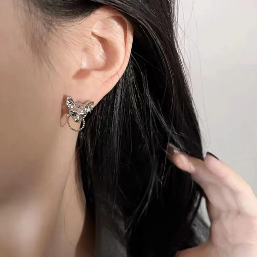Authentic Design Trendy Fashion Jewelry Sphinx Cat Alloy Ear Studs Girl Stud Earrings Korean Style Earrings Women Gothic Earrings